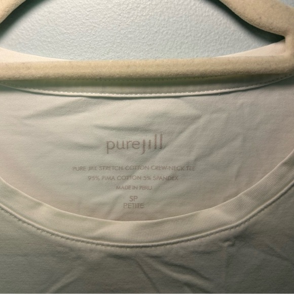 PureJill J.Jill White Stretch Cotton Crew Neck Tee Size Small Petite - Picture 2 of 8